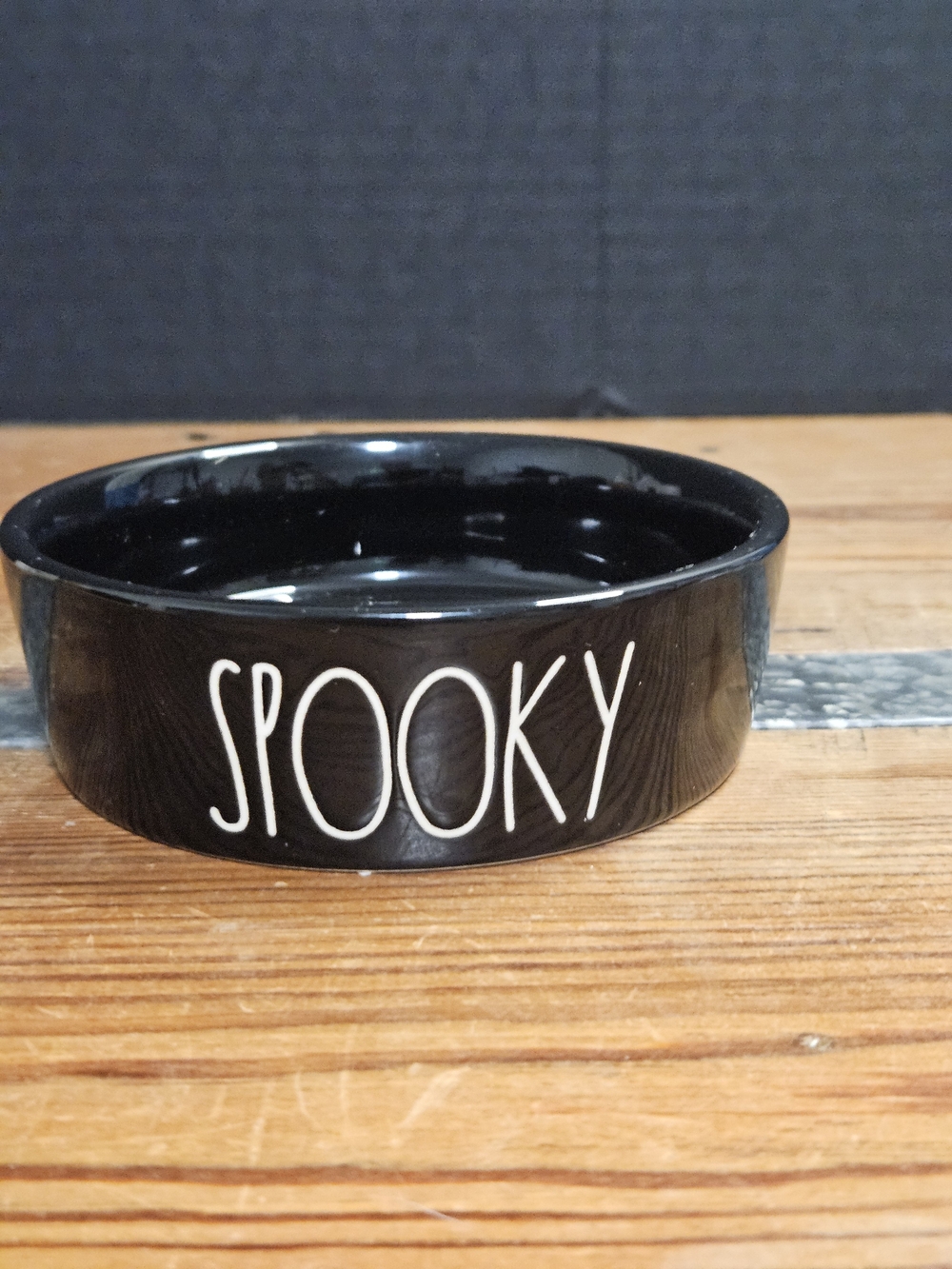 Rae Dunn Spooky Black Ceramic Pet Bowl